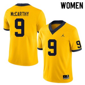 Women's University of Michigan #9 J.J. McCarthy Yellow High School Jersey 348476-732