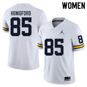 Women's University of Michigan #85 Joel Honigford White Football Jerseys 255606-966