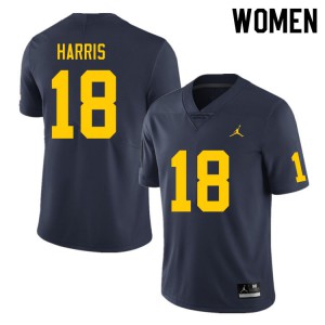 Women Michigan #18 Keshaun Harris Navy Football Jersey 535135-590