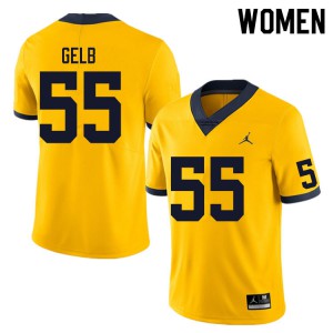 Women Michigan #55 Mica Gelb Yellow Football Jerseys 580537-820