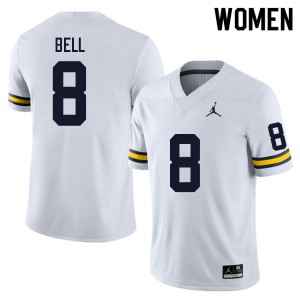 Women Michigan #8 Ronnie Bell White NCAA Jerseys 790364-446