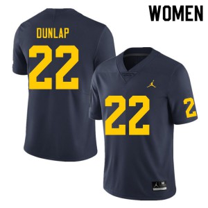 Womens Michigan #22 Tavierre Dunlap Navy Stitched Jerseys 583159-194