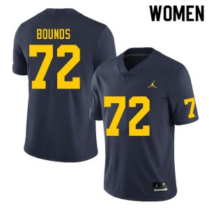 Women's University of Michigan #72 Tristan Bounds Navy Football Jersey 570673-908