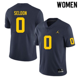 Women Wolverines #0 Andre Seldon Navy Official Jerseys 644963-591