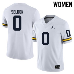 Womens Michigan #0 Andre Seldon White College Jerseys 319593-446