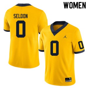 Women Wolverines #0 Andre Seldon Yellow Player Jerseys 548231-584