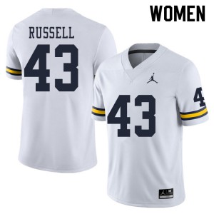 Women's Michigan Wolverines #43 Andrew Russell White High School Jersey 658911-577