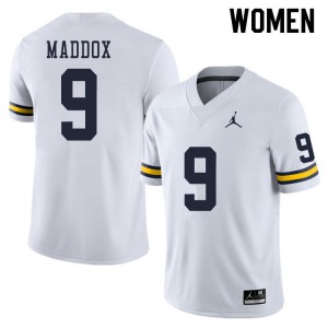 Womens Michigan #9 Andy Maddox White College Jerseys 686368-718