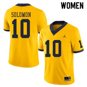 Women's Michigan #10 Anthony Solomon Yellow Football Jersey 574421-841