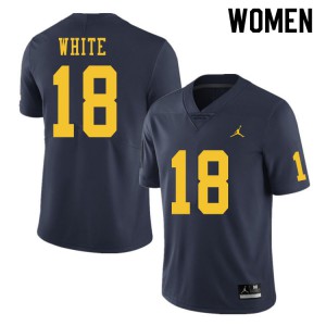 Womens Wolverines #18 Brendan White Navy Embroidery Jersey 964028-687
