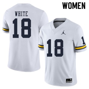 Women's Michigan #18 Brendan White White Stitched Jerseys 621404-820