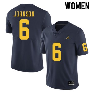 Women's Wolverines #6 Cornelius Johnson Navy College Jersey 456892-484