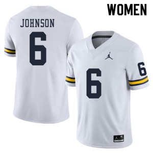 Women's Wolverines #6 Cornelius Johnson White Football Jerseys 329027-600