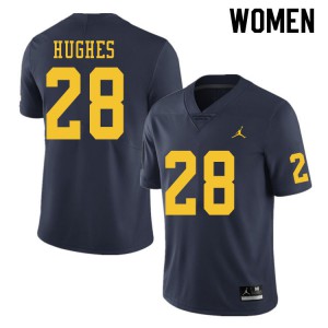 Women Michigan Wolverines #28 Danny Hughes Navy Official Jerseys 995154-141