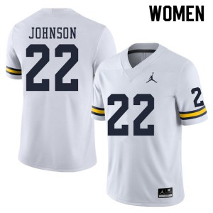 Women Michigan #22 George Johnson White Embroidery Jersey 906347-913