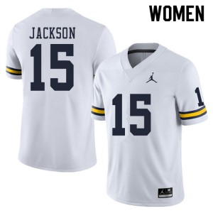 Women Wolverines #15 Giles Jackson White NCAA Jersey 428905-157