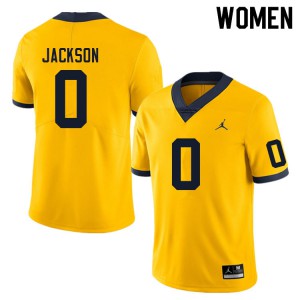 Women Wolverines #0 Giles Jackson Yellow Stitched Jerseys 457022-236