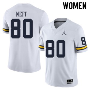 Women University of Michigan #80 Hunter Neff White Player Jerseys 470993-447