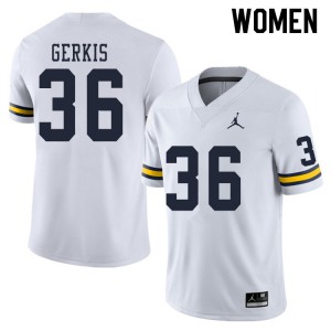 Women's Michigan #36 Izaak Gerkis White High School Jersey 516002-182