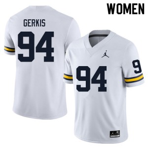 Women's Michigan Wolverines #94 Izaak Gerkis White NCAA Jerseys 456409-168