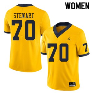 Women Michigan #70 Jack Stewart Yellow NCAA Jerseys 671637-487
