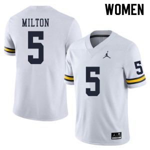 Women's Michigan #5 Joe Milton White University Jerseys 382102-535