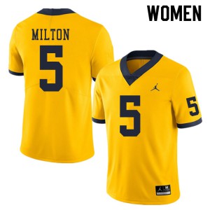 Womens Wolverines #5 Joe Milton Yellow NCAA Jerseys 466596-124