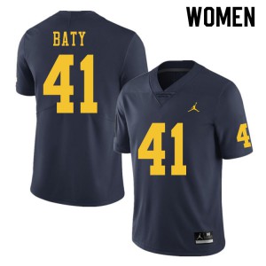 Women's Michigan #41 John Baty Navy Stitch Jerseys 952911-362