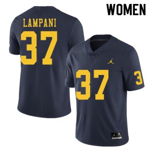 Women's Michigan Wolverines #37 Jonathan Lampani Navy College Jerseys 141983-774