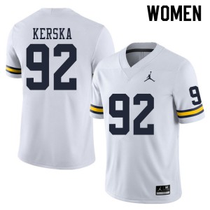 Womens University of Michigan #92 Karl Kerska White Stitched Jersey 630874-279