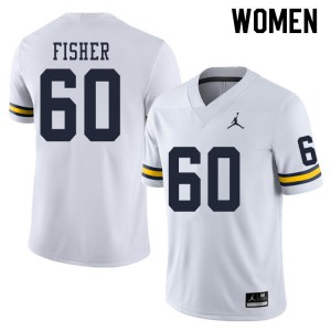 Women Wolverines #60 Luke Fisher White High School Jerseys 784160-204