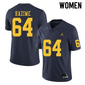 Women's University of Michigan #64 Mahdi Hazime Navy Football Jersey 886024-214