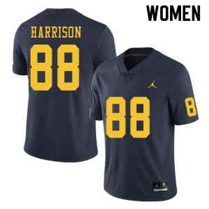 Women Michigan #88 Mathew Harrison Navy High School Jerseys 963947-582