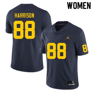 Womens Michigan #88 Matthew Harrison Navy Official Jersey 182832-209