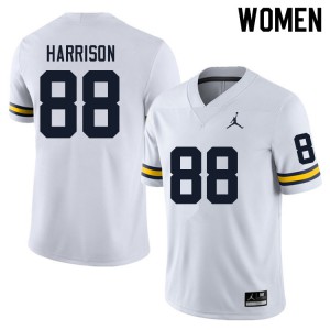 Women's Wolverines #88 Matthew Harrison White Player Jersey 545848-451