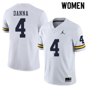 Womens Michigan Wolverines #4 Michael Danna White Official Jerseys 105489-932