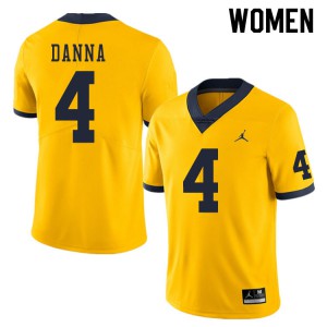 Women's Wolverines #4 Michael Danna Yellow NCAA Jersey 937191-509