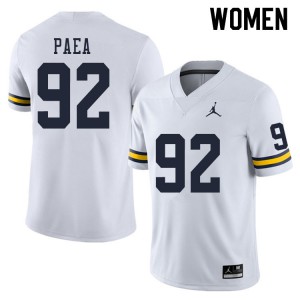 Women's University of Michigan #92 Phillip Paea White Embroidery Jerseys 582226-141