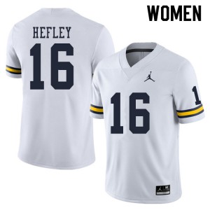 Womens Wolverines #16 Ren Hefley White Football Jerseys 218123-239