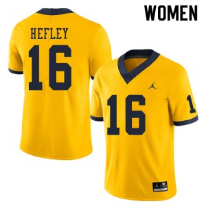 Womens Michigan #16 Ren Hefley Yellow Football Jersey 890347-603