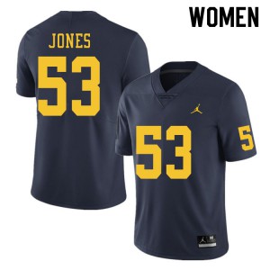 Womens Michigan #53 Trente Jones Navy Embroidery Jerseys 828623-472