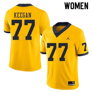 Women University of Michigan #77 Trevor Keegan Yellow NCAA Jerseys 582175-947