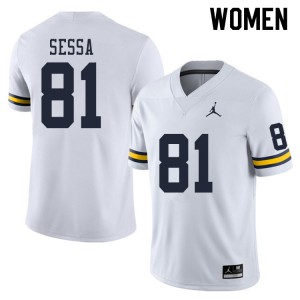 Womens University of Michigan #81 Will Sessa White Official Jersey 439253-206