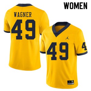 Women's Michigan Wolverines #49 William Wagner Yellow High School Jerseys 174244-754