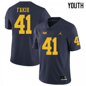 Youth Wolverines #41 Adam Fakih Navy Jordan Brand Stitched Jerseys 459472-155