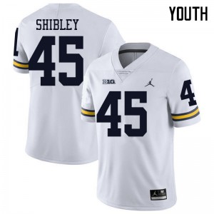 Youth Michigan #45 Adam Shibley White Jordan Brand Stitched Jerseys 310237-695