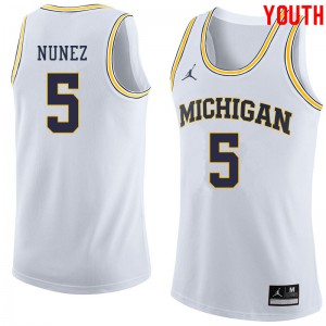 Youth Michigan Wolverines #5 Adrien Nunez White Jordan Brand Alumni Jersey 726198-697