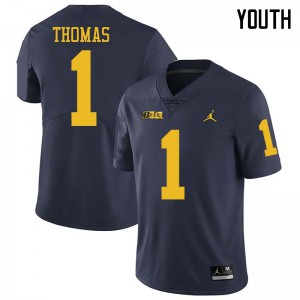 Youth Wolverines #1 Ambry Thomas Navy Jordan Brand Football Jerseys 828235-557