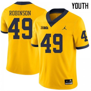 Youth Wolverines #49 Andrew Robinson Yellow Jordan Brand High School Jerseys 438419-537