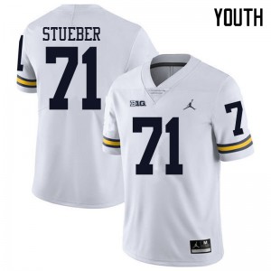 Youth University of Michigan #71 Andrew Stueber White Jordan Brand Football Jerseys 856563-359
